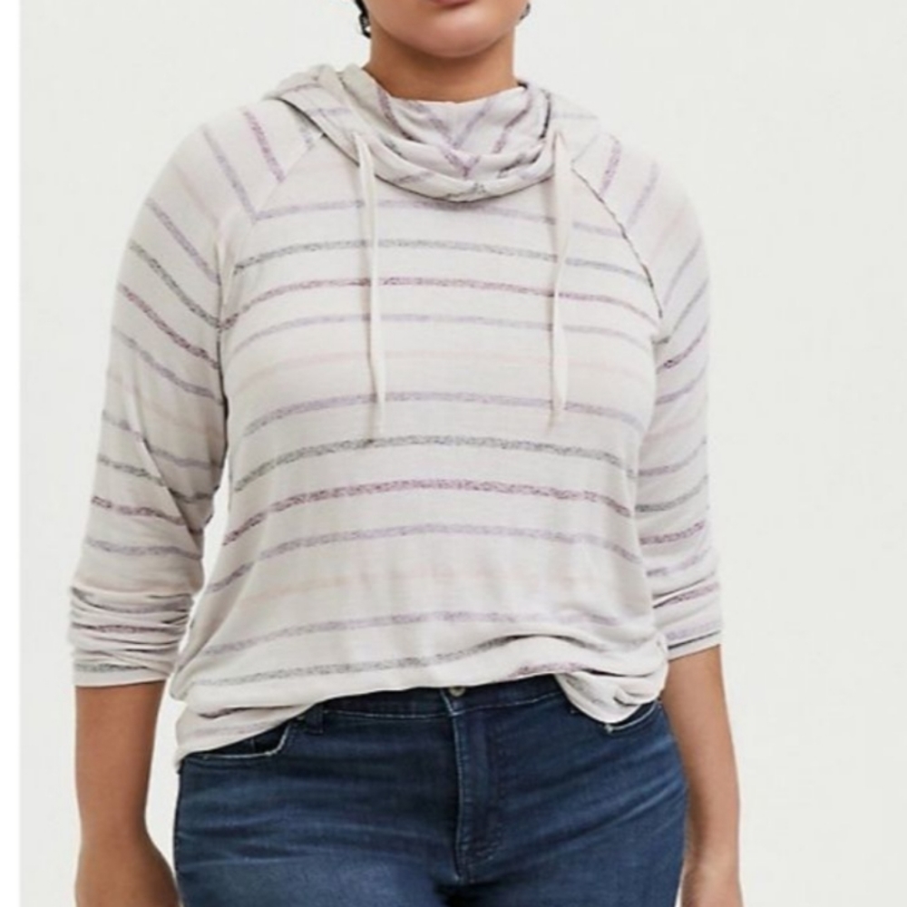 Torrid Multi stripe cowl neck hoodie
